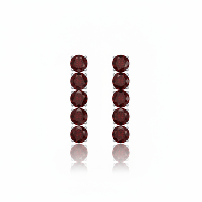 Juno Tennis Charm Earrings – Deep Red Garnet