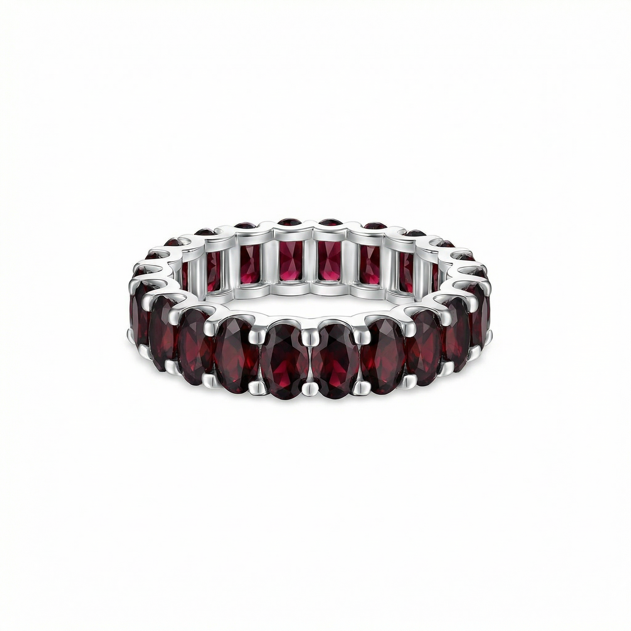 Velara Eternity Ring – Deep Red Garnet