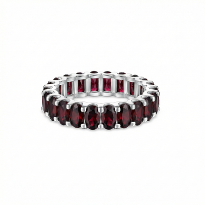 Velara Eternity Ring – Deep Red Garnet