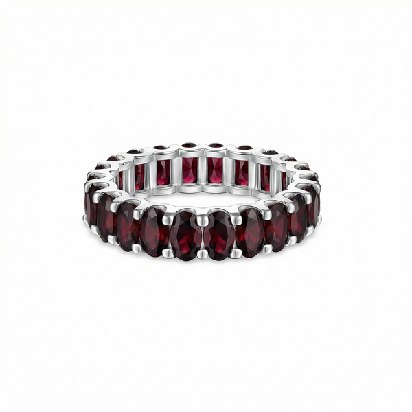 Velara Eternity Ring – Deep Red Garnet