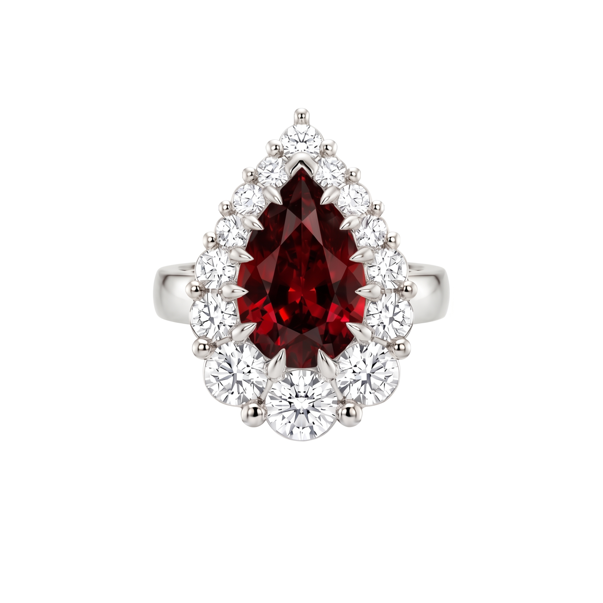 Nova Halo Ring – Deep Red Garnet
