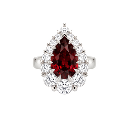 Nova Halo Ring – Deep Red Garnet