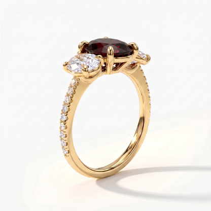 Velara Trilogy Pavé Ring – Deep Red Garnet