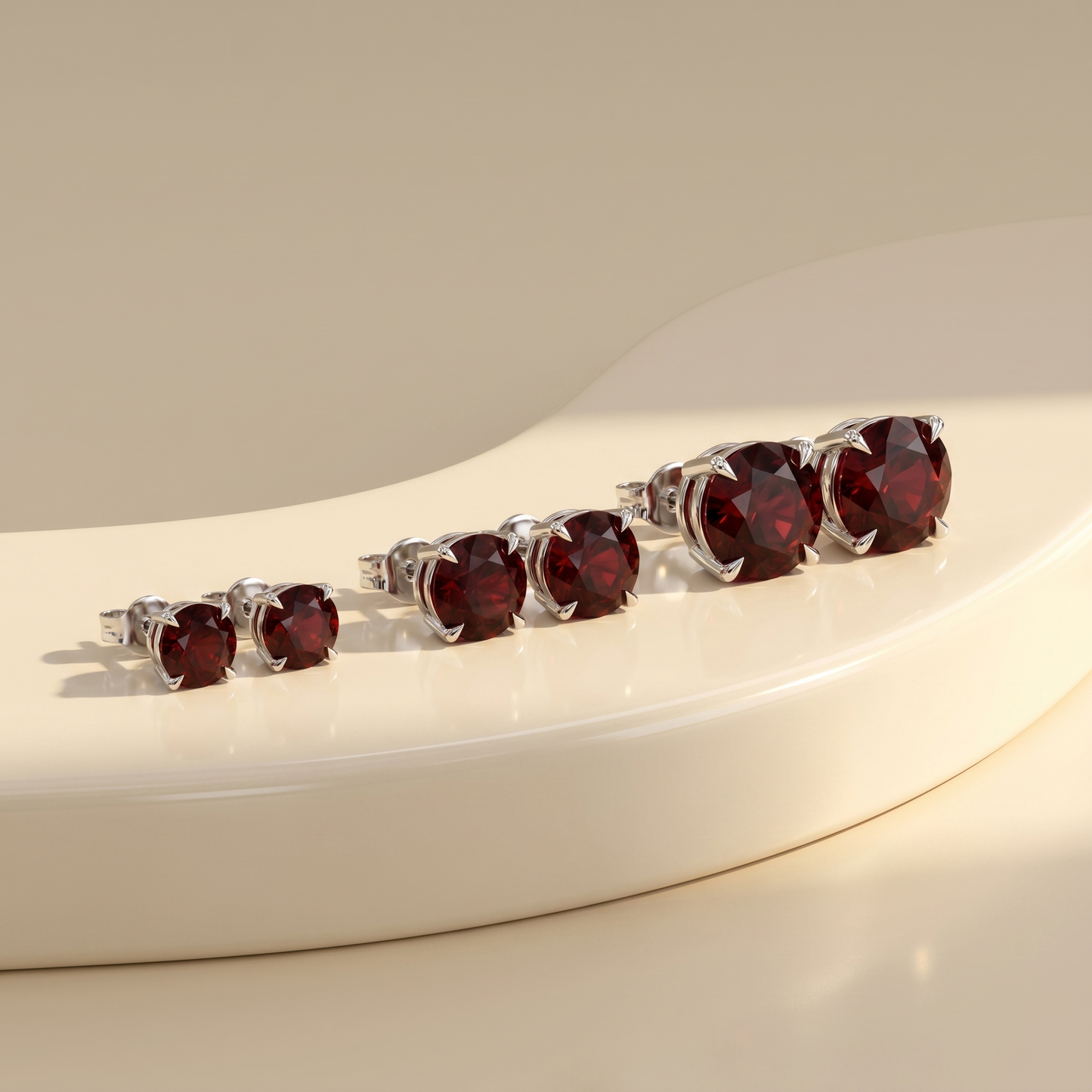 Juno Stud Earrings – Deep Red Garnet