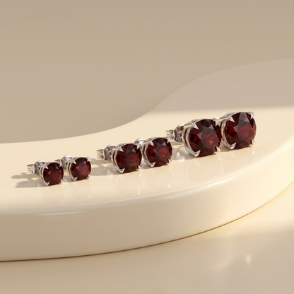 Juno Stud Earrings – Deep Red Garnet