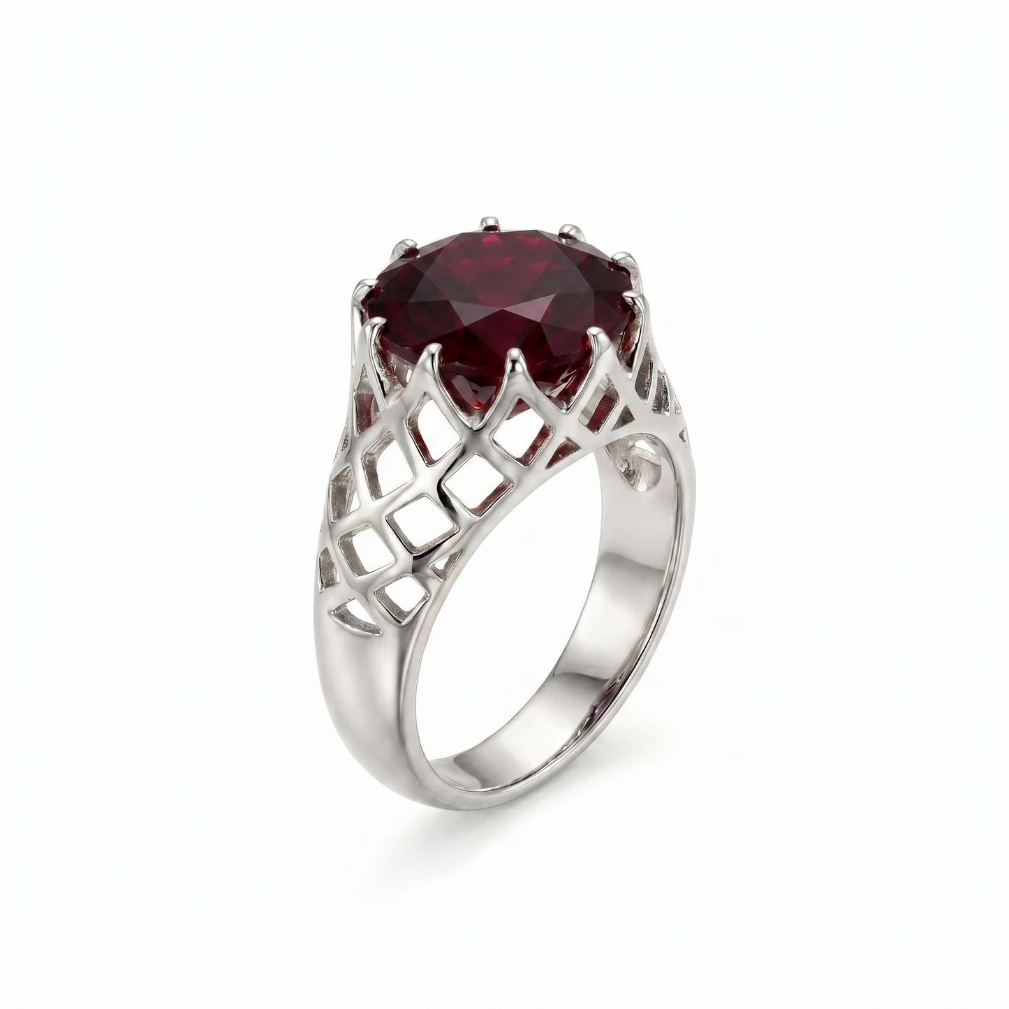 Juno Trellis Ring – Deep Red Garnet