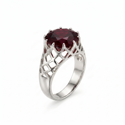 Juno Trellis Ring – Deep Red Garnet