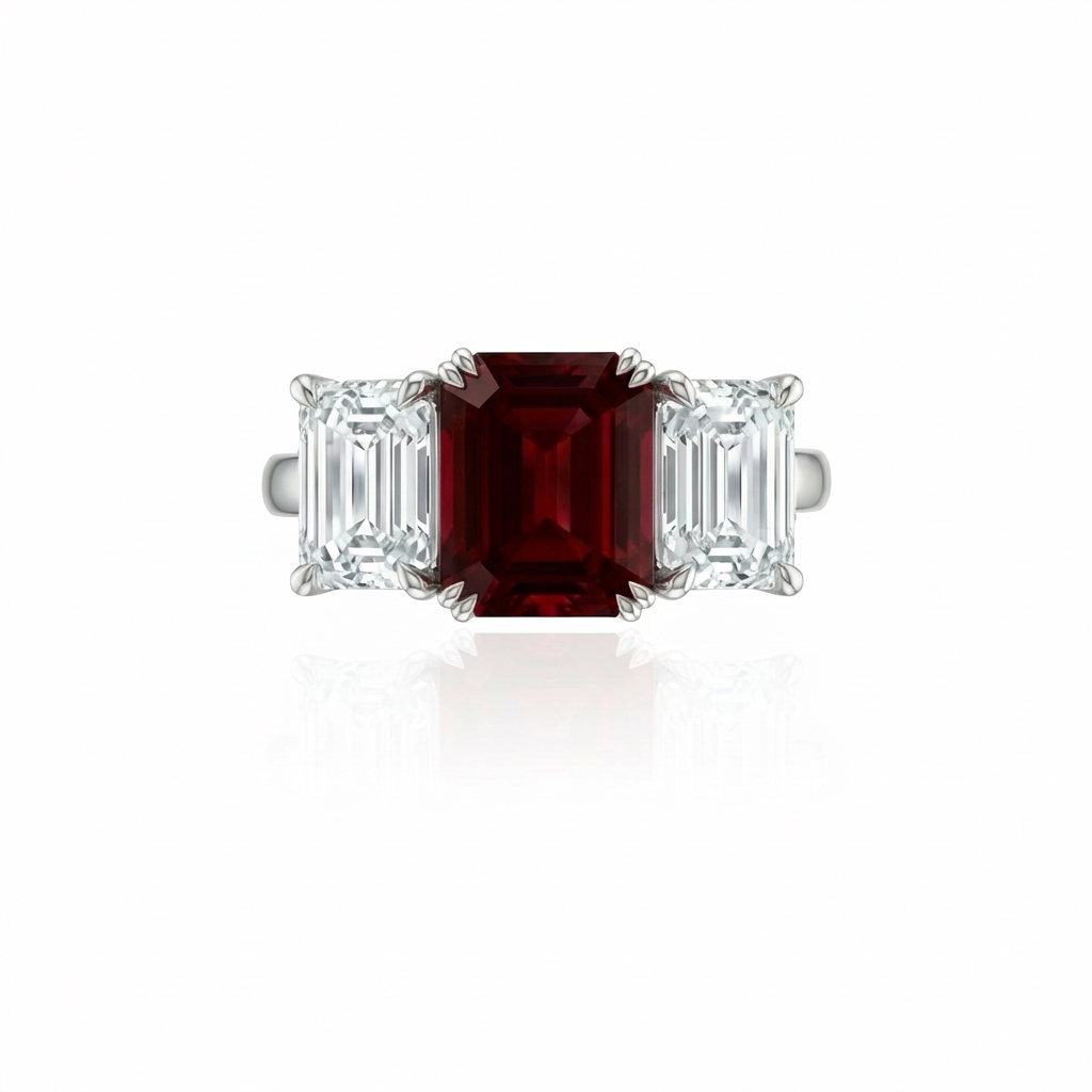Nexus Trilogy Ring – Deep Red Garnet