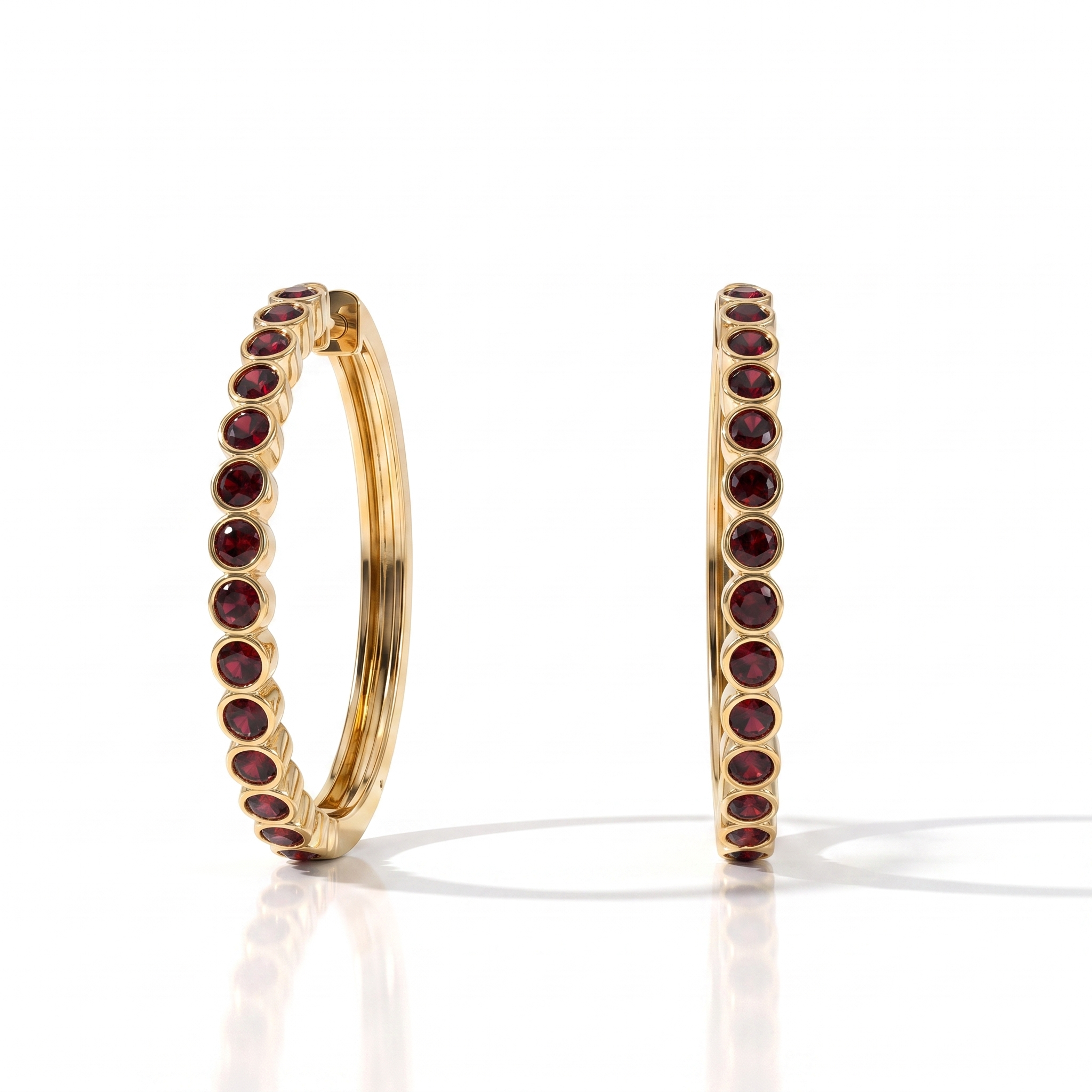 Forma Grande Hoop Earrings – Deep Red Garnet