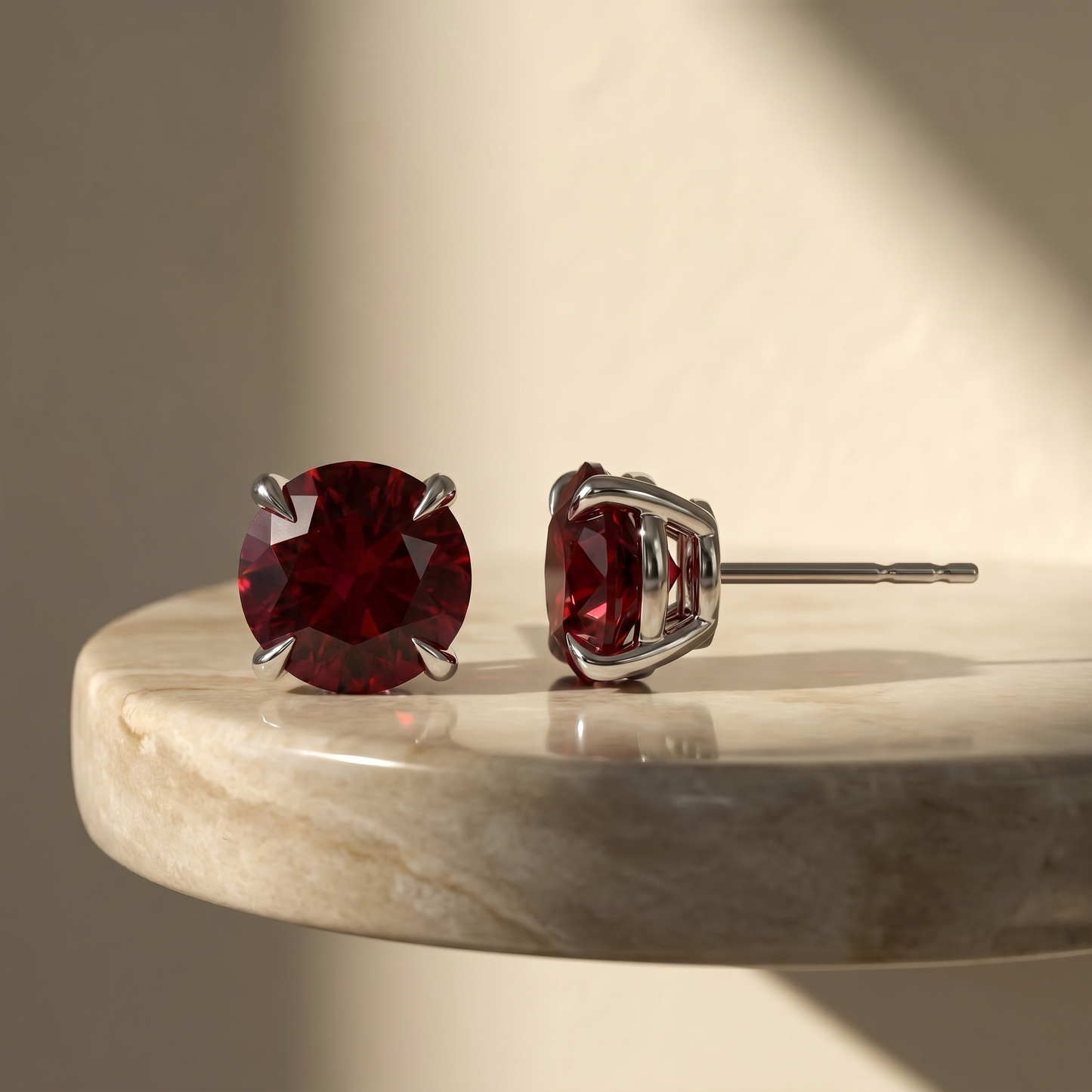Juno Stud Earrings – Deep Red Garnet