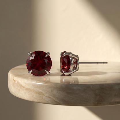Juno Stud Earrings – Deep Red Garnet