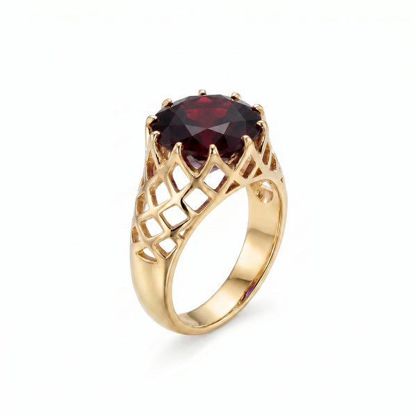 Juno Trellis Ring – Deep Red Garnet