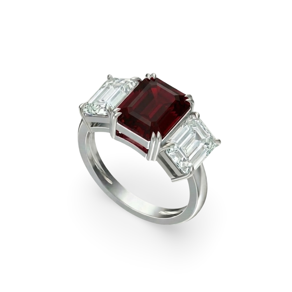 Nexus Trilogy Ring – Deep Red Garnet