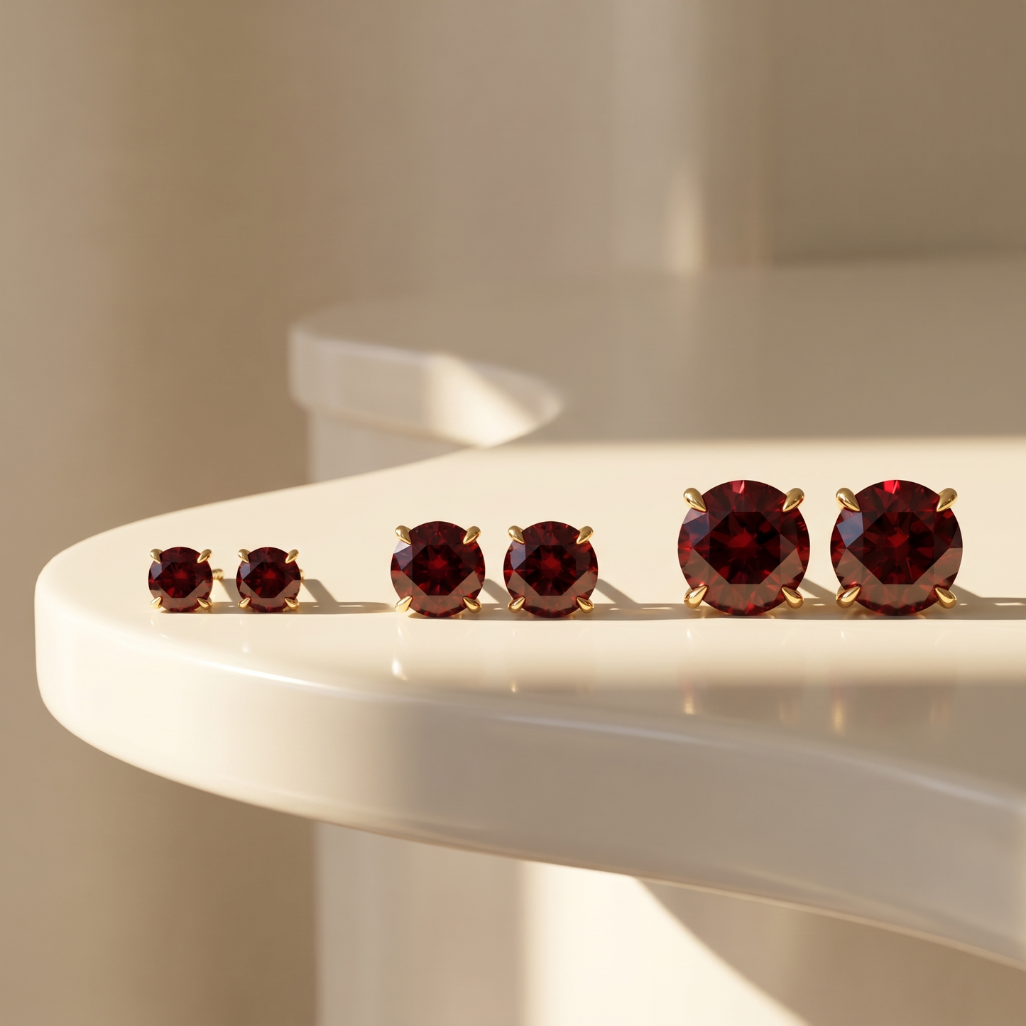 Juno Stud Earrings – Deep Red Garnet