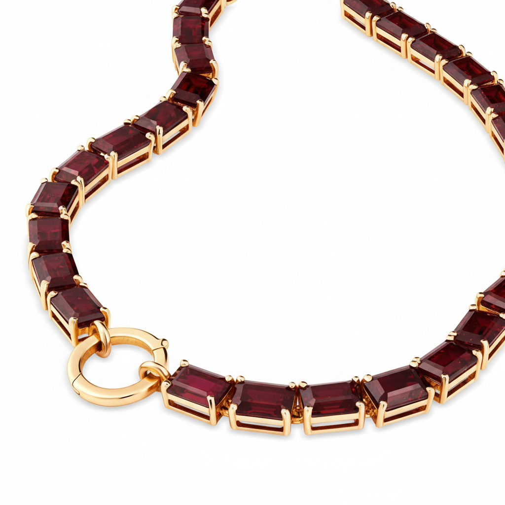 Nexus Tennis Necklace – Deep Red Garnet