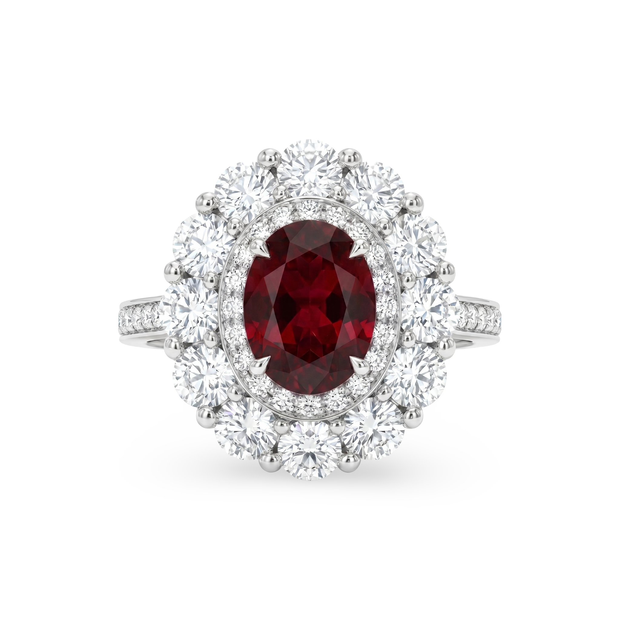 Velara Double Halo Ring – Deep Red Garnet