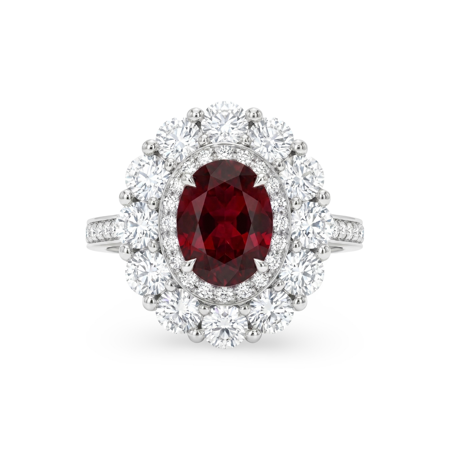 Velara Double Halo Ring – Deep Red Garnet