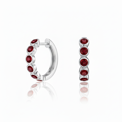 Forma Mini Hoop Earrings – Deep Red Garnet