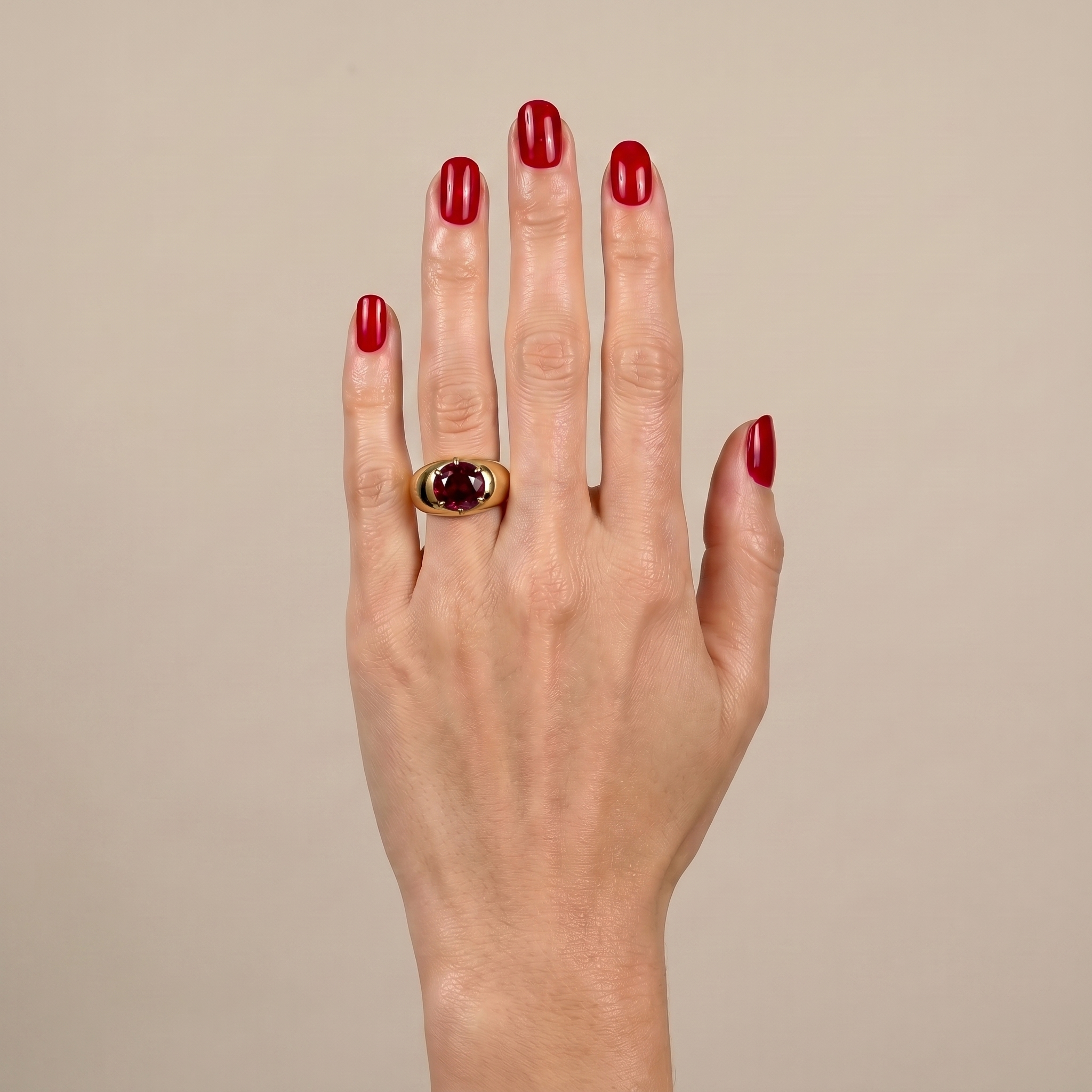 Juno Grand Dome Ring – Deep Red Garnet