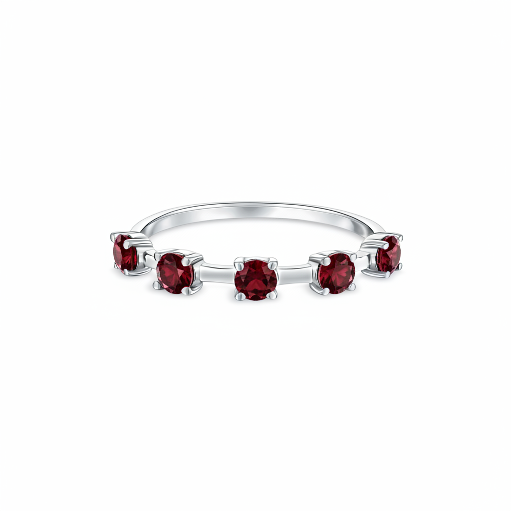 Linea Cinco Ring – Deep Red Garnet