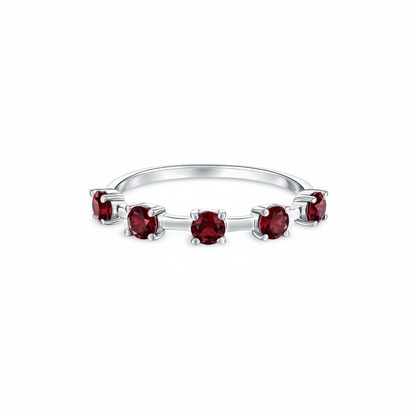 Linea Cinco Ring – Deep Red Garnet