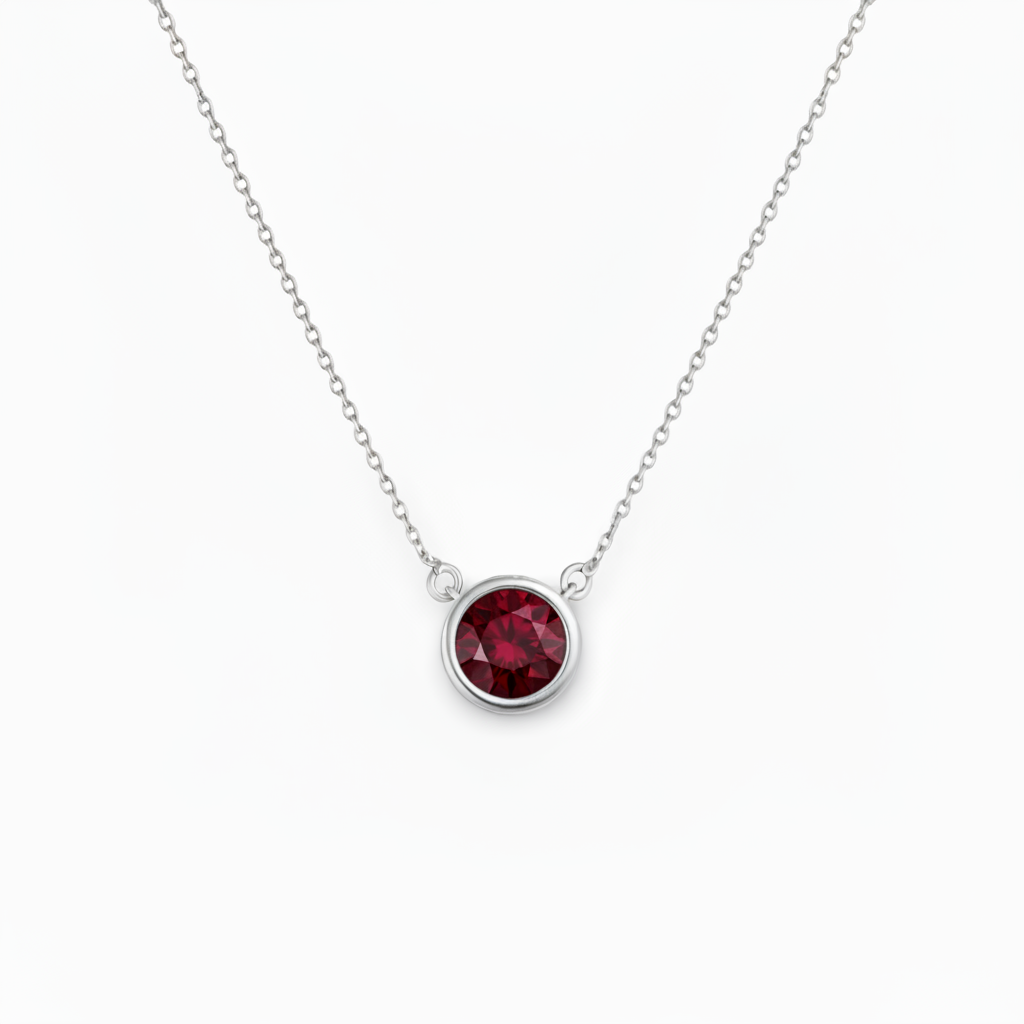 Forma Solitaire Necklace – Deep Red Garnet