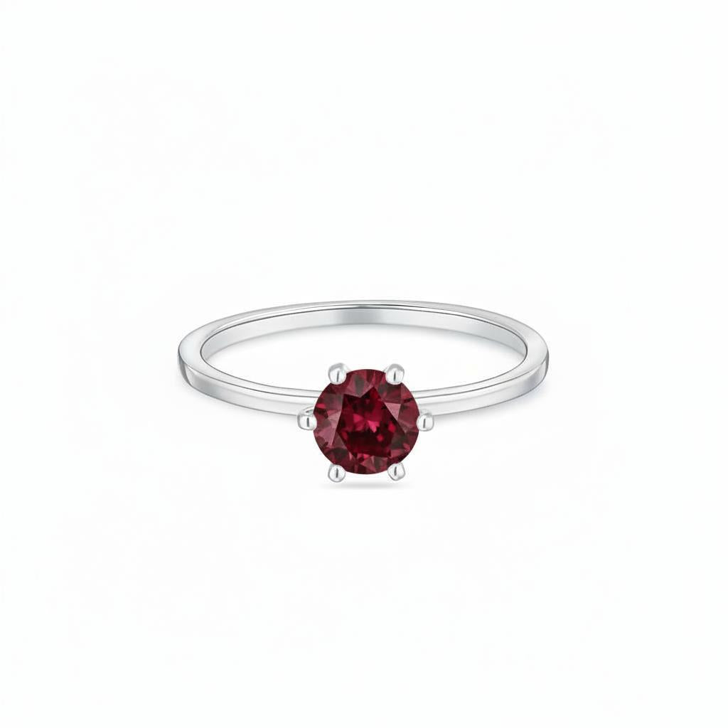 Juno Solitaire Ring – Deep Red Garnet