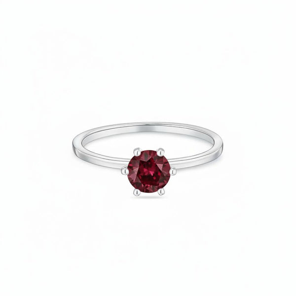 Juno Solitaire Ring – Deep Red Garnet