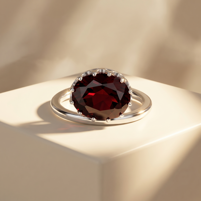 Velara Satellite Ring – Deep Red Garnet