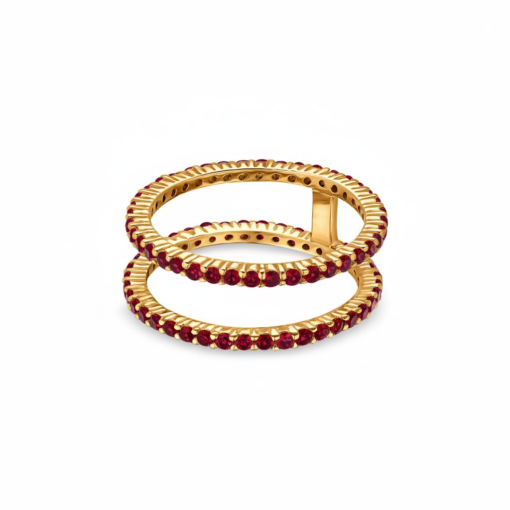 Linea Double Ring – Deep Red Garnet