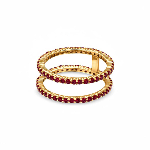 Linea Double Ring – Deep Red Garnet