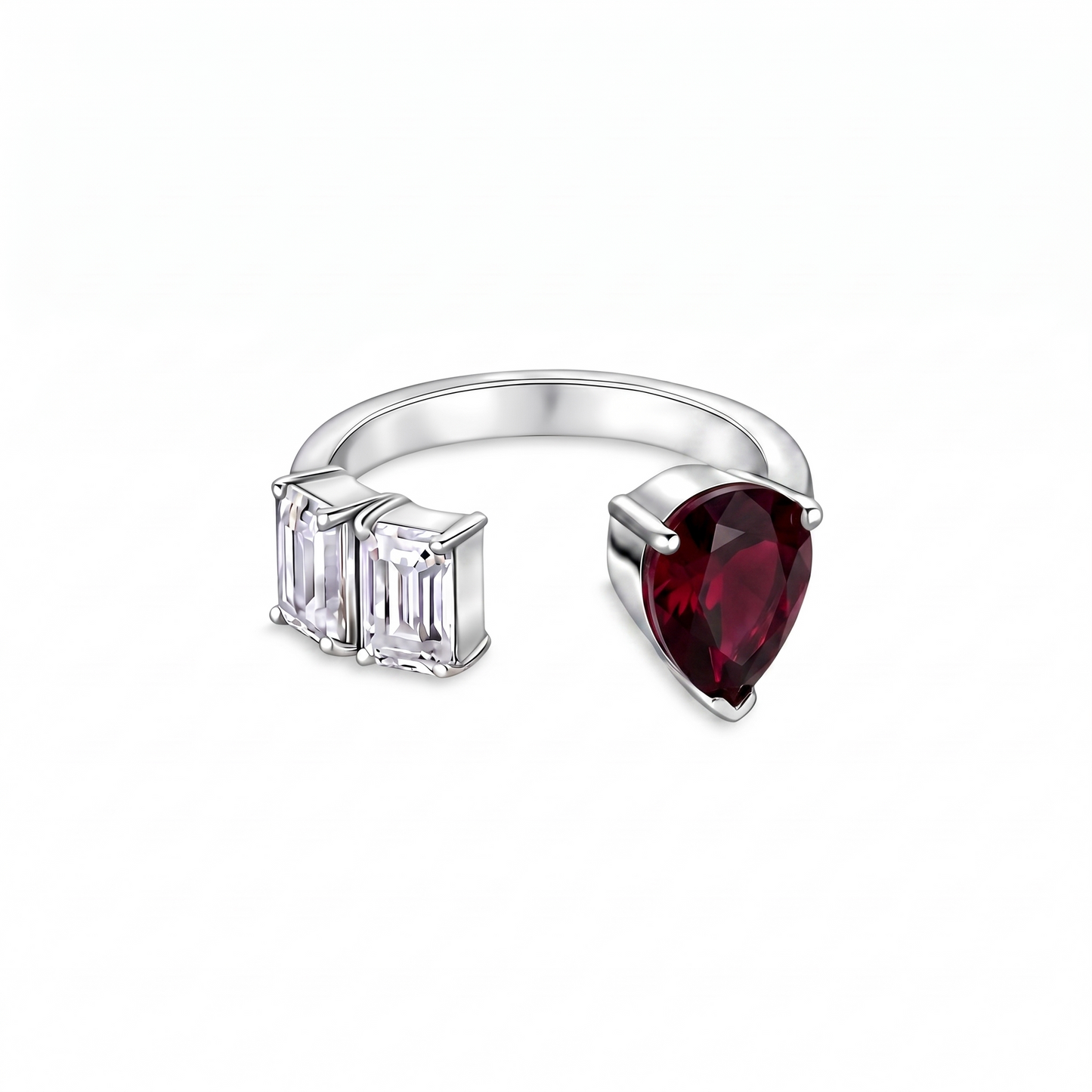 Nova Open Ring – Deep Red Garnet