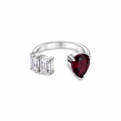Nova Open Ring – Deep Red Garnet
