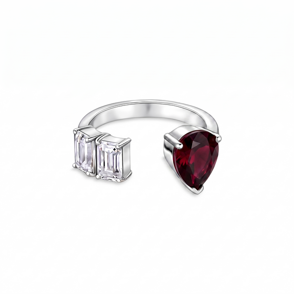 Nova Open Ring – Deep Red Garnet