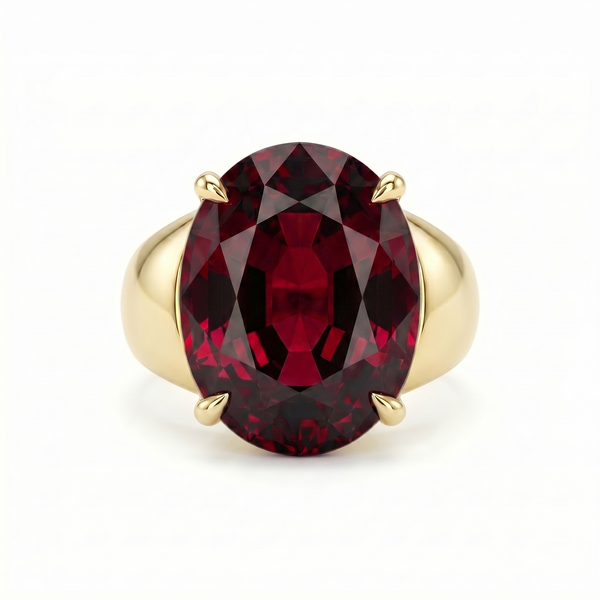 Velara Signet Ring – Deep Red Garnet