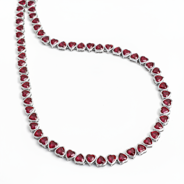 Amore Frame Tennis Necklace – Deep Red Garnet