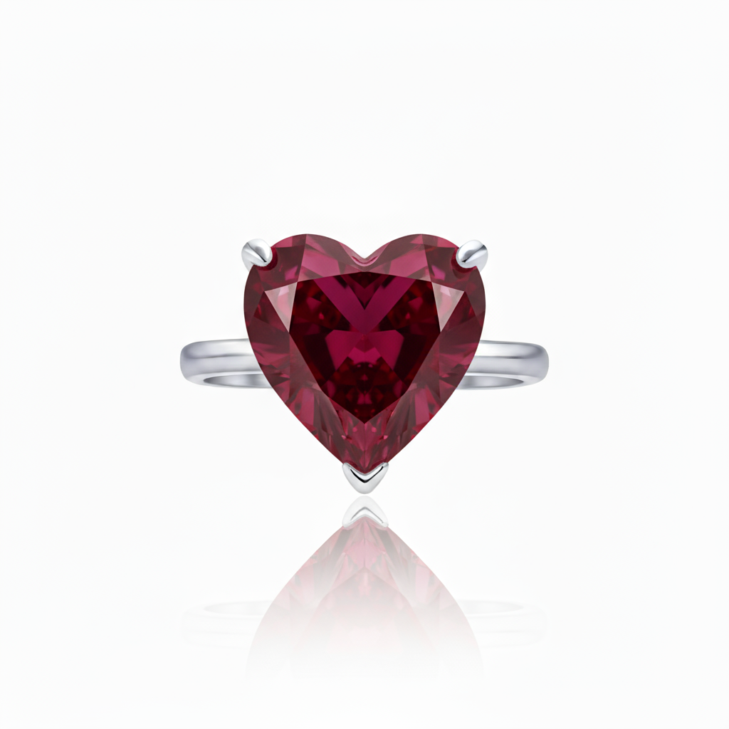 Amore Bold Solitaire Ring – Deep Red Garnet