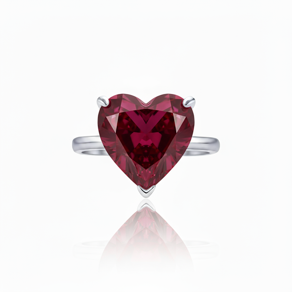 Amore Bold Solitaire Ring – Deep Red Garnet