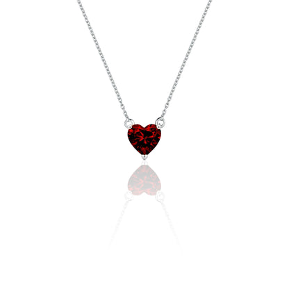 Amore Mini Solitaire Necklace – Deep Red Garnet