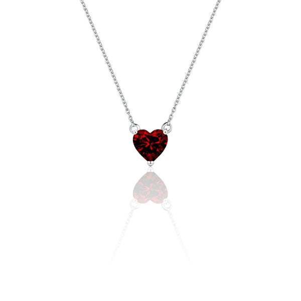 Amore Mini Solitaire Necklace – Deep Red Garnet