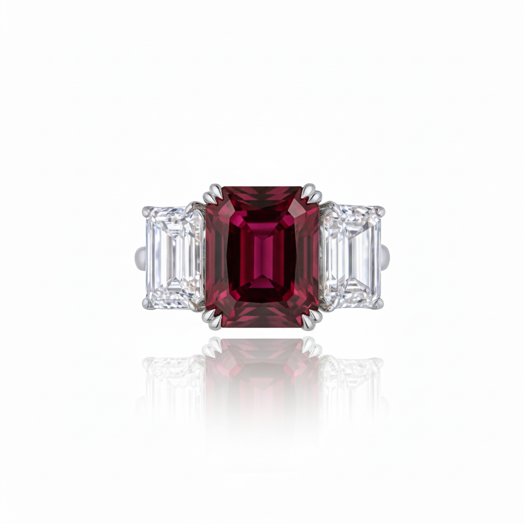 Nexus Trilogy Ring – Deep Red Garnet