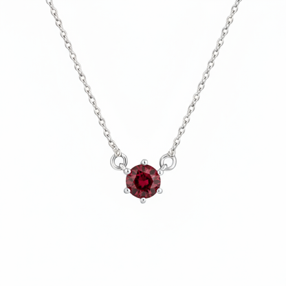 Juno Solitaire Necklace – Deep Red Garnet