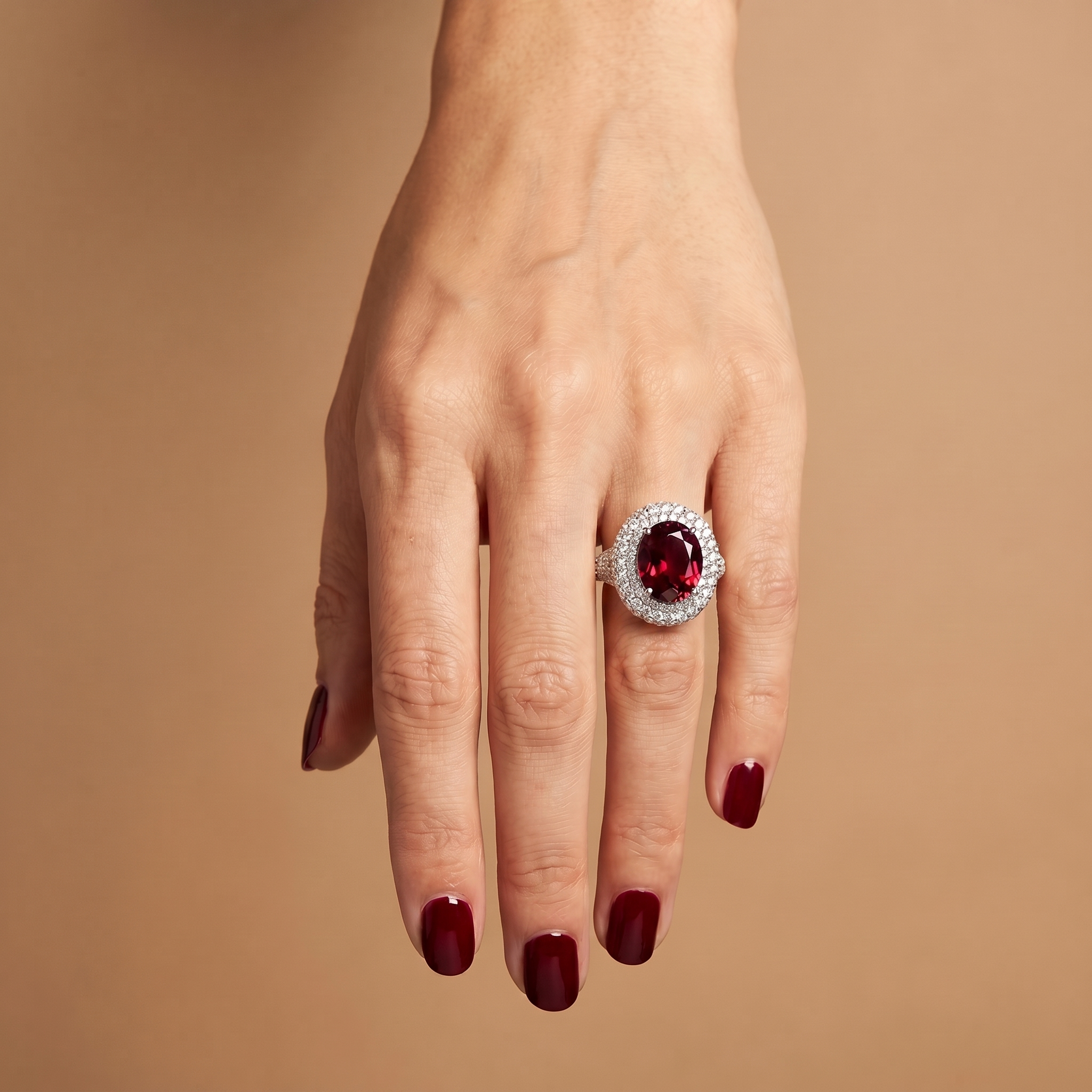 Velara Statement Ring – Deep Red Garnet