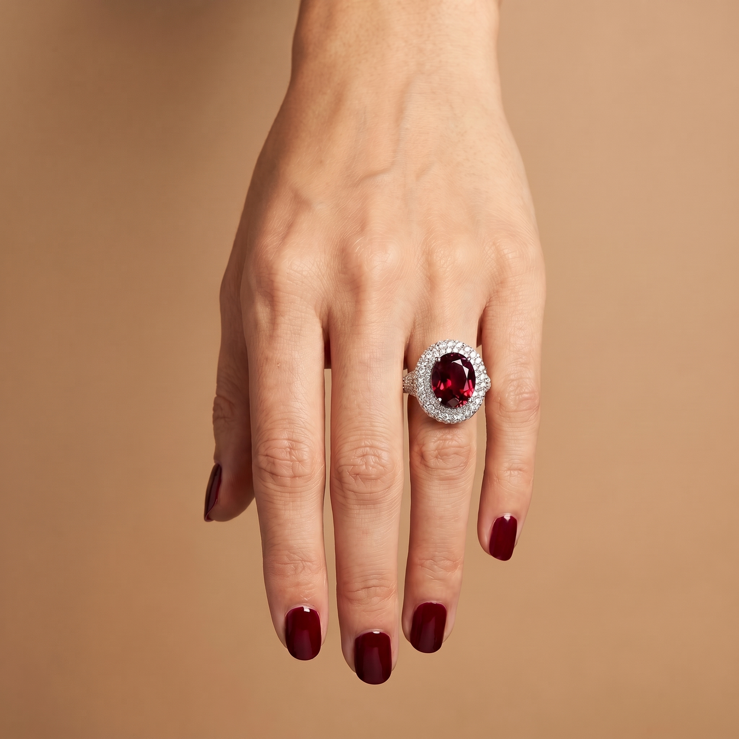 Velara Statement Ring – Deep Red Garnet