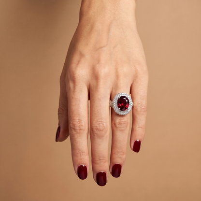 Velara Statement Ring – Deep Red Garnet