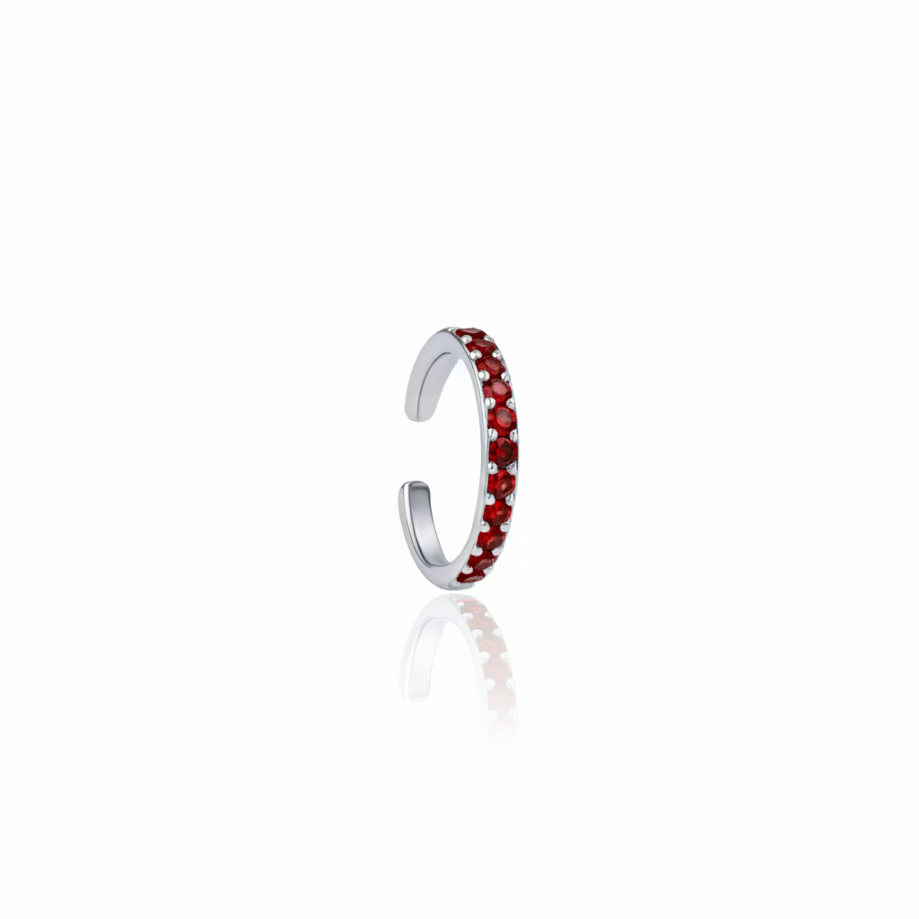 Linea Midi Ear Cuff – Deep Red Garnet