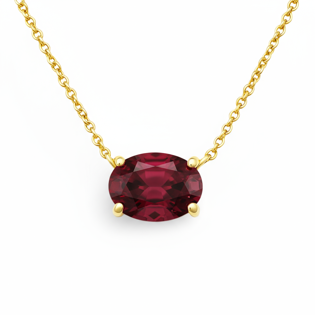 Velara Solitaire Necklace – Deep Red Garnet