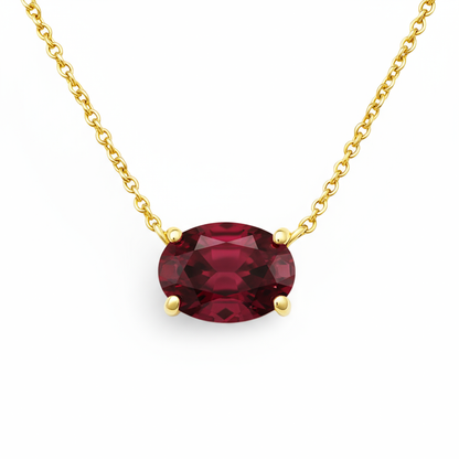 Velara Solitaire Necklace – Deep Red Garnet