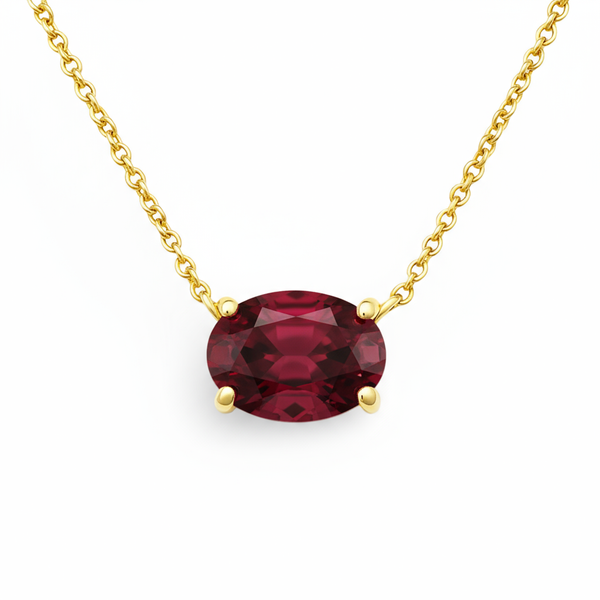 Velara Solitaire Necklace – Deep Red Garnet