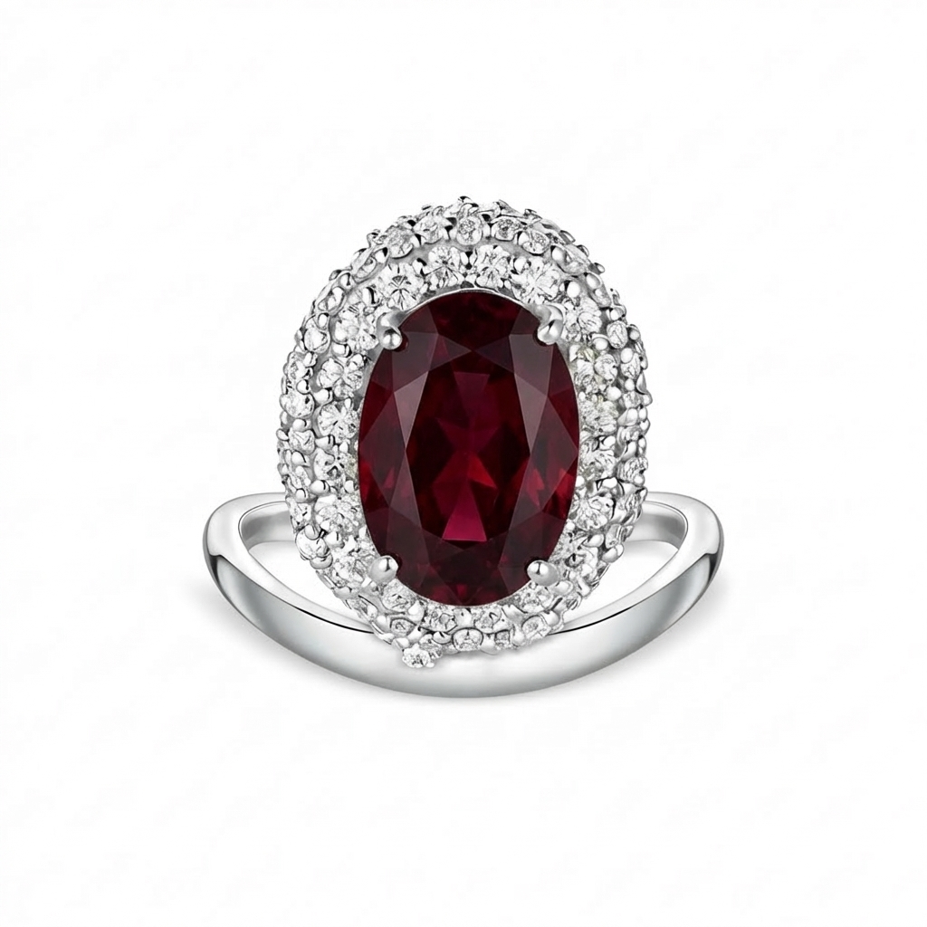 Velara Crest Ring – Deep Red Garnet